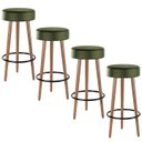 Ver imagem 1 de Kit 4 Banquetas Banco Alto Londres Couro Verde Bar Cozinha Pés Madeira Mz Decor