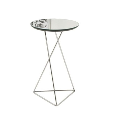 Mesa Lateral Pepa Tampo Espelhado Base Cromada - 17464