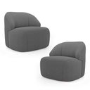 Ver imagem 1 de Kit 02 Poltronas Decorativas Kaya Orgânica Bouclê Cinza Escuro - Desk Design