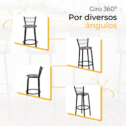 Kit 4 Banquetas para Balcão Bancada Cozinha Bistrô Ilhas Gourmet Bares Banco Flórida Preta - 5