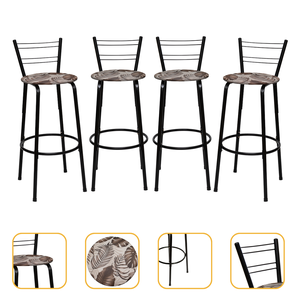 Kit 4 Banquetas Alta Flórida Preta Balcão Bancada Bistrô Ilhas Gourmet Bares - Floral Marrom