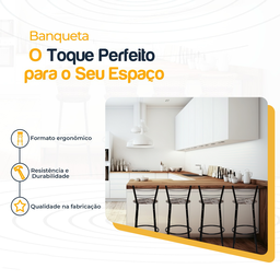 Kit 4 Banquetas para Balcão Bancada Cozinha Bistrô Ilhas Gourmet Bares Banco Flórida Preta - 3