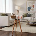 Ver imagem 1 de Mesa de Canto Redondo MDF Madeira Maciça 50cm Branco Decoraper
