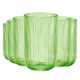 Jogo com 6 Copos de Vidro Canelado Verde 460ml - 1