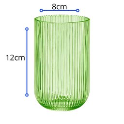 Jogo com 6 Copos de Vidro Canelado Verde 460ml - 2