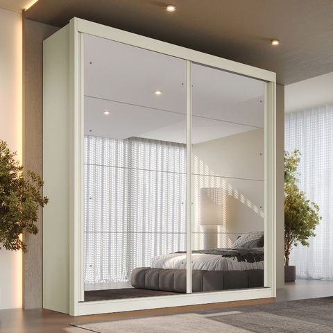 Guarda Roupa Mali 2 Portas de Correr 100 MDF com 02 Espelhos - Móveis Europa