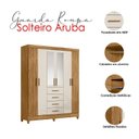 Ver imagem 3 de Guarda Roupa Solteiro Aruba com Espelho e Cômoda Vênus Freijó Off White – Moval