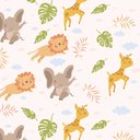 Ver imagem 3 de Papel de Parede Infantil - Safari Baby 2 Arte Destaque 3 Metros
