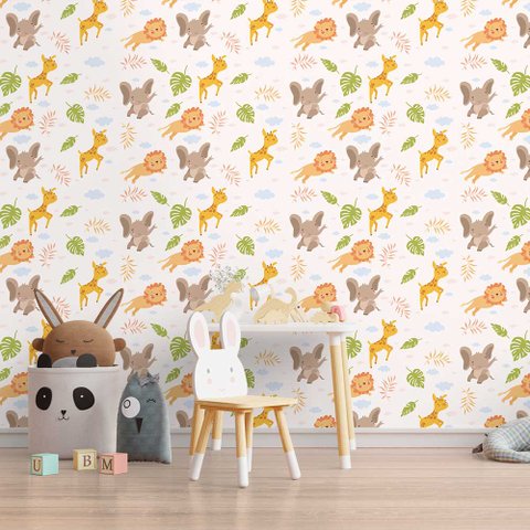 Papel de Parede Infantil - Safari Baby 2 Arte Destaque 3 Metros