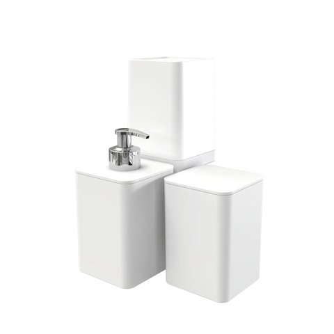 Kit Banheiro com Porta Algodão Escovas e Sabonete Líquido - Stolf