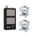 Ver imagem 3 de Kit Sapateira Spin Tropical 2 Portas e 2 Mesas de Cabeceira/centro Poquema