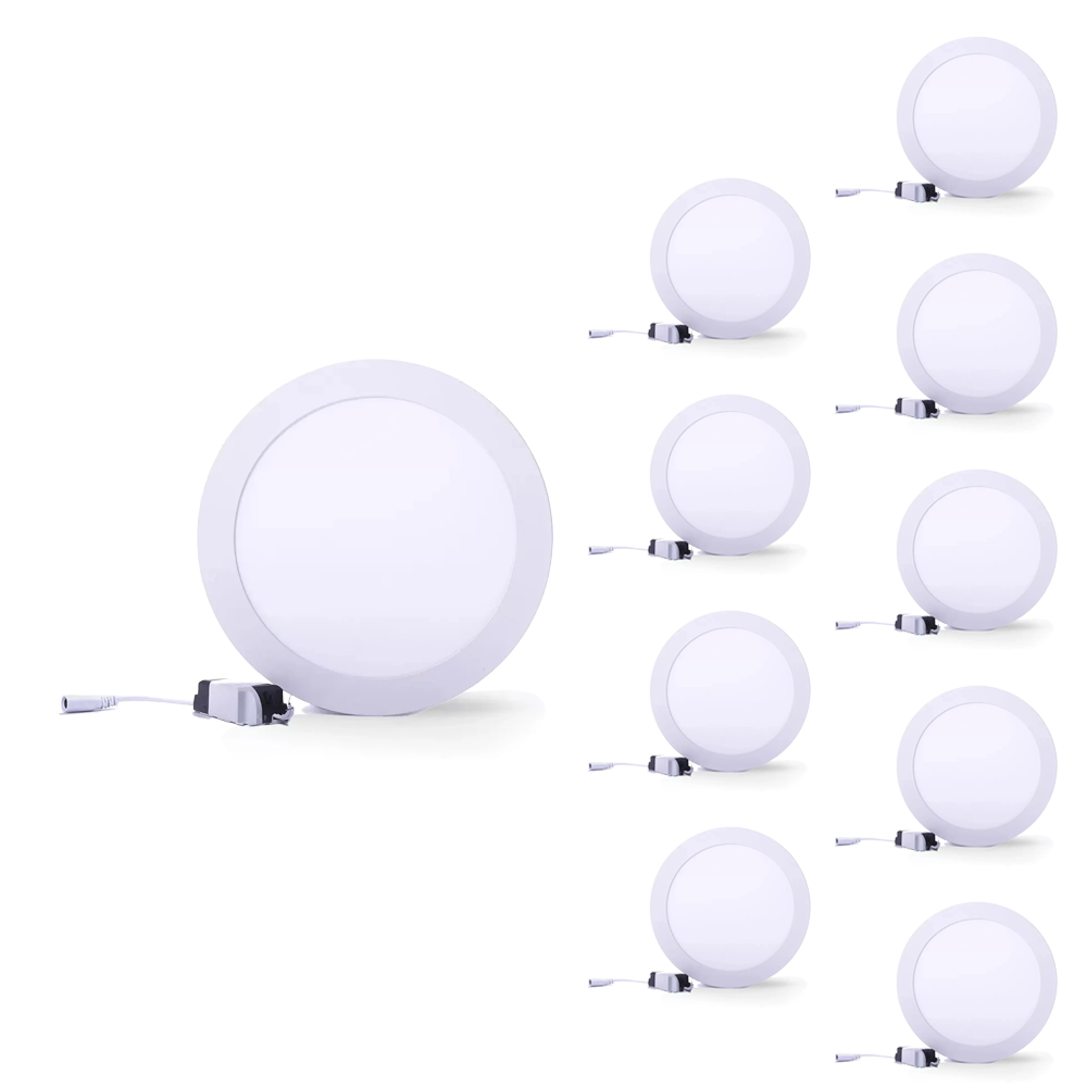 Kit 10 Paineis de Led Plafon Embutir 18w Redondo Branco Frio 6500k - 1