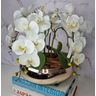 Arranjo Com 4 Orquídeas Branco Vaso Dourado 28cm - 3