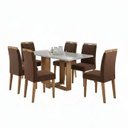 Ver imagem 1 de Conjunto de Mesa Hana com 6 Cadeiras Gol 1,60x80 Mel- Off White/marrom