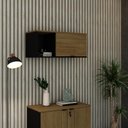 Ver imagem 4 de Armário Aéreo com Nicho e Porta Basculante 35x80x35cm Wlnp80 Preto Tx com Vermont Oak