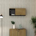 Ver imagem 2 de Armário Aéreo com Nicho e Porta Basculante 35x80x35cm Wlnp80 Preto Tx com Vermont Oak