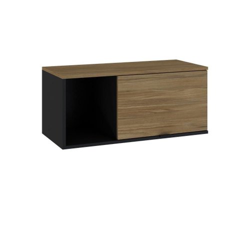 Armário Aéreo com Nicho e Porta Basculante 35x80x35cm Wlnp80 Preto Tx com Vermont Oak