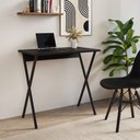 Ver imagem 1 de Escrivaninha X 80x46 para Home Office e Computador com Base em Ferro - Ferro Preto Tampo Preto