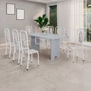 Ver imagem 1 de Conjunto para Sala de Jantar com 8 Cadeiras Lara Branco/Arabesco