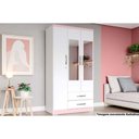Ver imagem 1 de Guarda Roupa 3 Portas (2 C- Espelho) e 2 Gavetas Açaí Da133 Branco-rosa - Henn