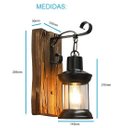 Ver imagem 4 de Arandela Rústica Madeira Metal Vidro Lanterna Marroquina