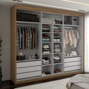 Ver imagem 3 de Guarda-roupa Casal Cardial 3 Portas 6 Gavetas Cinamomo/off White - Panorama Móveis