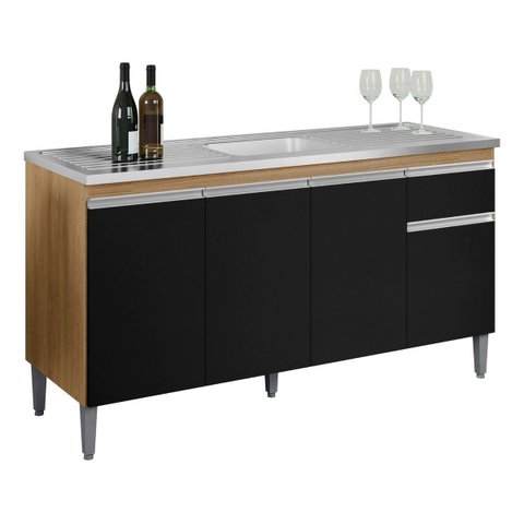 Balcão Gabinete Tatiane P/cozinha Multiuso 150cm Ajl Móveis