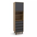 Ver imagem 4 de Cozinha Modulada 7 Peças 8 Portas 8 Gavetas Confort Cinza/Cinamomo/Grafite