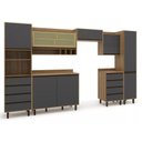 Ver imagem 2 de Cozinha Modulada 7 Peças 8 Portas 8 Gavetas Confort Cinza/Cinamomo/Grafite