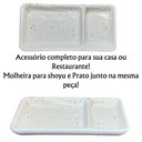 Ver imagem 2 de Kit 20 Pratos Sushi com Divisória de Shoyu Porcelana Creme Comida Japonesa