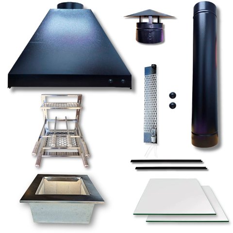 Kit Churrasqueira Coifa Gourmet Grill Espetos Braseiro 35x30