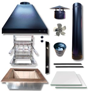 Kit Churrasqueira Coifa Gourmet Grill Espetos Braseiro 35x30