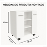 Gabinete Banheiro Branco com Prateleiras e Rodízios - 4