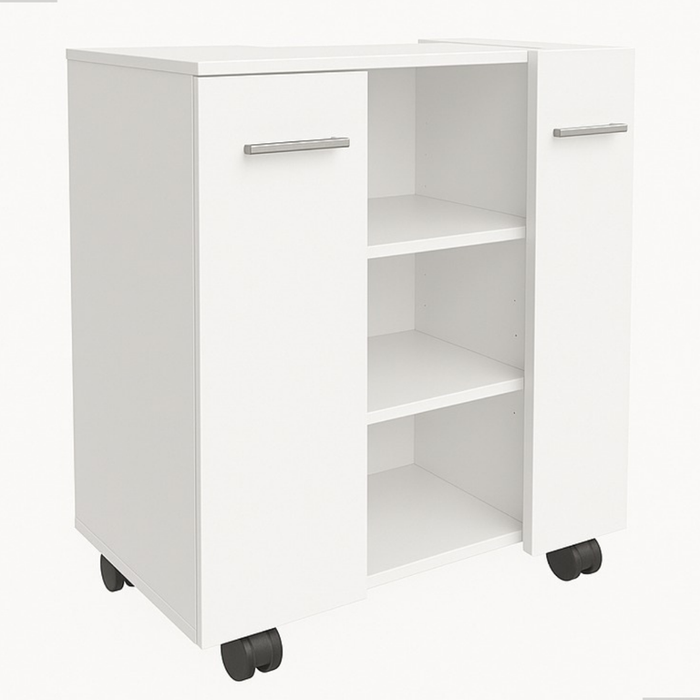 Gabinete com Duas Portas para Banheiro Rodízios Premium - Jm3 Móveis:branco