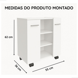 Gabinete com Duas Portas para Banheiro Rodízios Premium - Jm3 Móveis:branco - 9