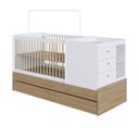 Ver imagem 3 de Berço Multifuncional com Cama Auxiliar 3 Gavetas Branco/Aveiro Oak