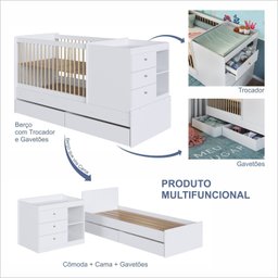 Berço Cama Multifuncional com 2 Gavetões Malu - 6