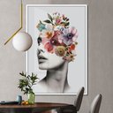 Ver imagem 3 de Quadro Decorativo Coleção Florais - Mulher Floral Cor:moldura Branca;título:60x90 sem Vidro Acrílico