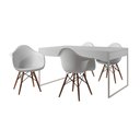 Ver imagem 6 de Mesa Jantar Industrial Filadélfia Branca 137x90cm Base Ferro Branco com 4 Poltronas Brancas Branco