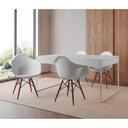 Ver imagem 1 de Mesa Jantar Industrial Filadélfia Branca 137x90cm Base Ferro Branco com 4 Poltronas Brancas Branco