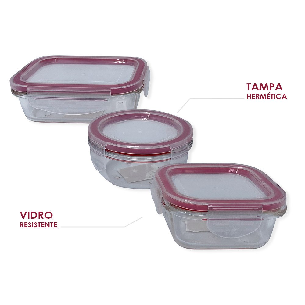 Conjunto 3 Potes de Vidro com Tampa Hermética 150ml/170ml/250ml - 4