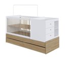 Ver imagem 3 de Berço Cama Multifuncional com 2 Gavetões Malu Branco/Aveiro Oak
