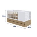 Ver imagem 4 de Berço Cama Multifuncional com 2 Gavetões Malu Branco/Aveiro Oak