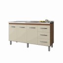 Ver imagem 2 de Balcão Gabinete para Pia 150cm Diana com 3 Portas - Savana/off-white