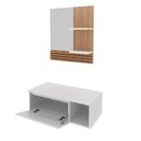 Ver imagem 3 de Conjunto Suspenso para Banheiro com Espelheira 80cm Branco/Marrom