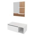 Ver imagem 2 de Conjunto Suspenso para Banheiro com Espelheira 80cm Branco/Marrom