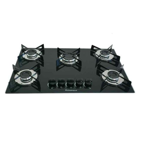 Fogão Cooktop Premium 5 Bocas Ultra Chama Preto Chamalar