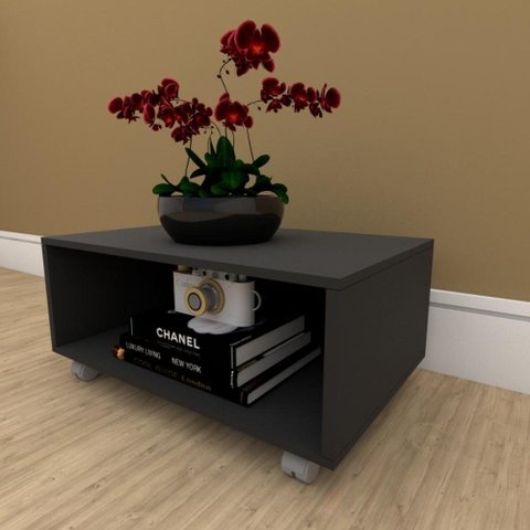 Mesa de Centro Sala Minimalista Preta Quadrada Retangular Mesinha de Centro Sala Madeira