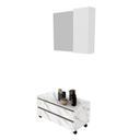 Ver imagem 3 de Gabinete Rodizio para Banheiro com Espelheira 80cm Branco/Marmorizado