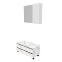 Ver imagem 2 de Gabinete Rodizio para Banheiro com Espelheira 80cm Branco/Marmorizado